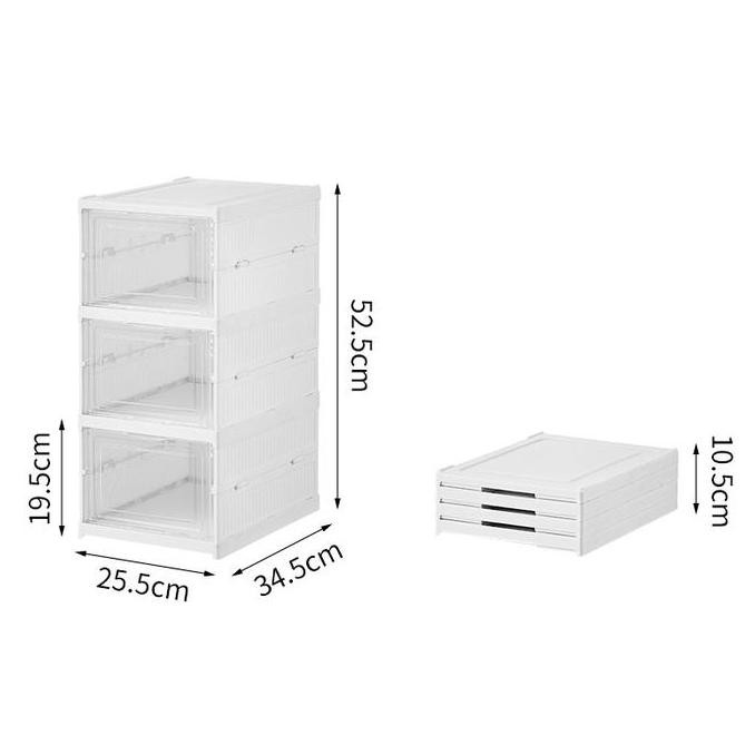 New Thick and Bright Shoe Box without Dividers, Easy to Arrange and Foldable, Plastic Shoe Storage B