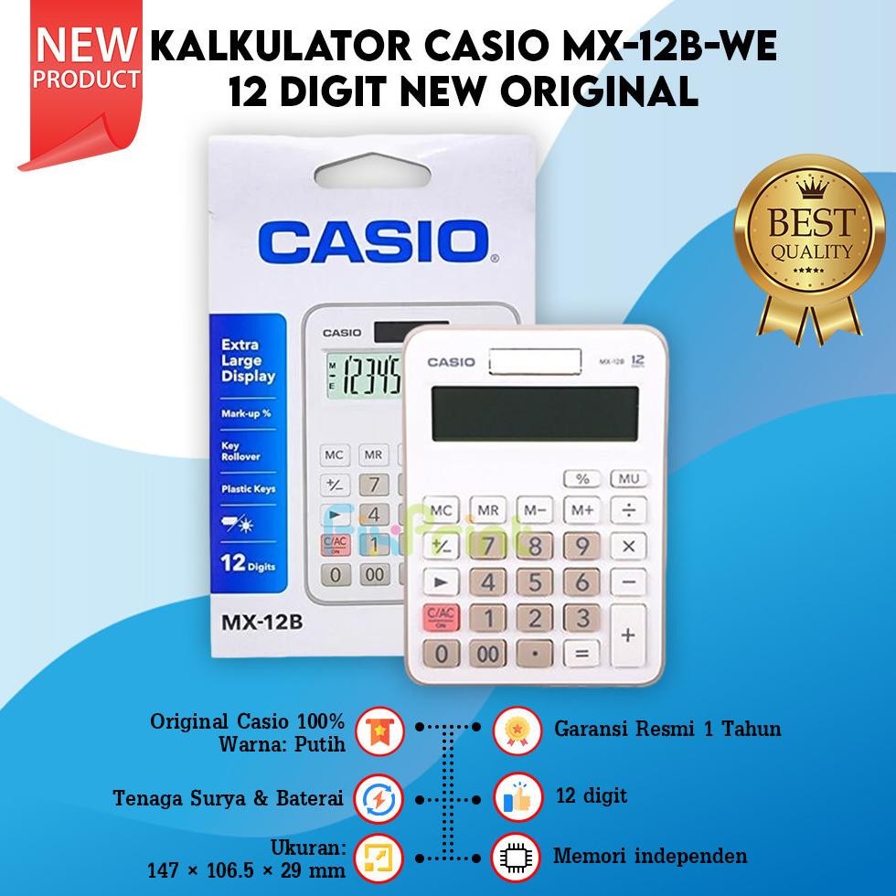

Kalkulator Casio MX-12B Calculator Desktop MX 12B 12 Digits Warna Lucu Pink Putih Biru Muda Hijau Hitam Office New Original RB2
