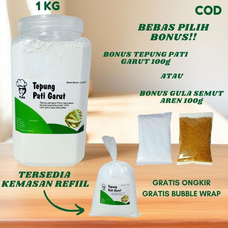 

TEPUNG PATI GARUT ASLI / PATI ASAM LAMBUNG /AROOWROOT POWDER/ ANGKRIK / PATI GARUT BERAT BERSIH 1 KG Nugi