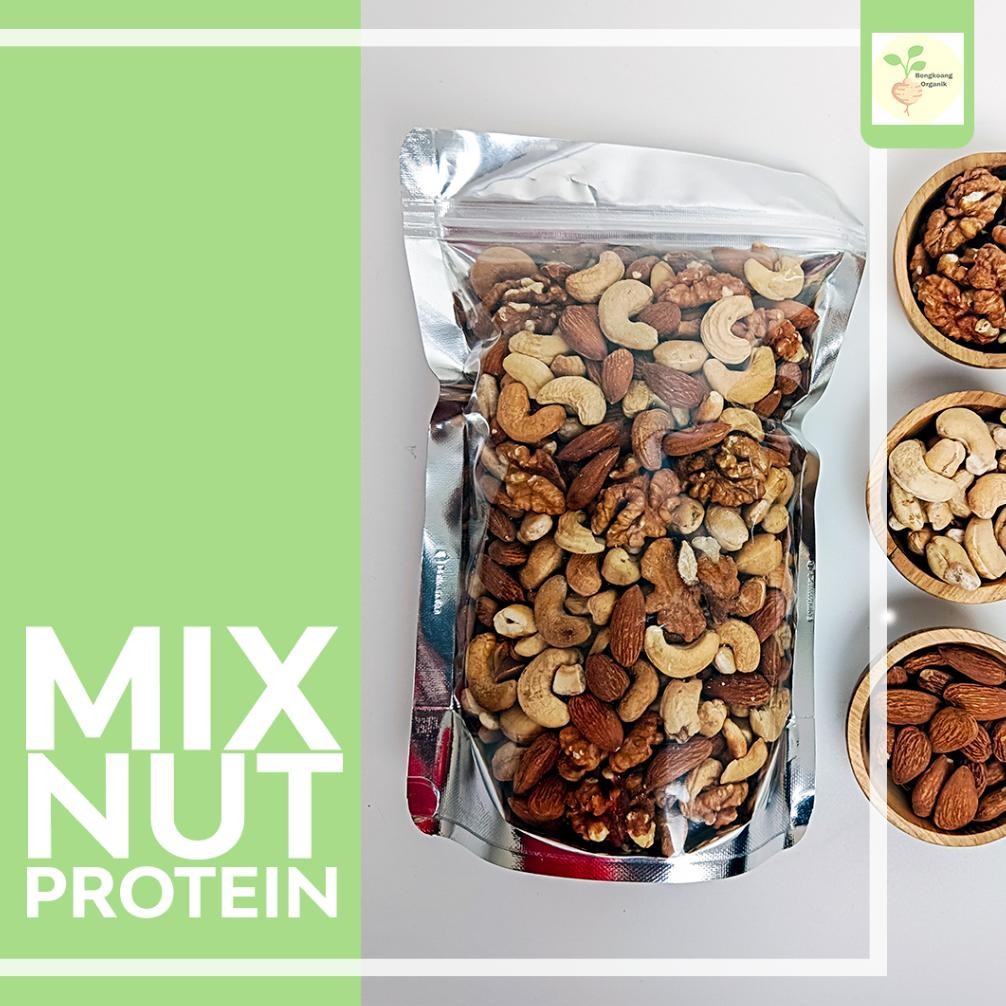 

MIX NUT PROTEIN 250gr - Kacang Almond, Mede, Walnut, Pistachio, Hazelnut Nugi