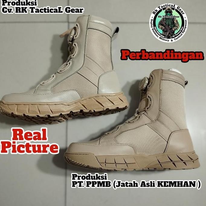 (ORIGINAL) Sepatu PDL JATAH KEMHAN KREM & HITAM TALI BAHAN KULIT ASLI