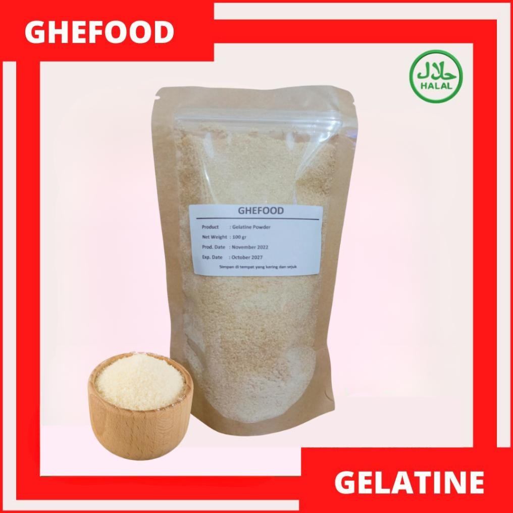 

Gelatine Powder/Gelatin Bubuk Sapi Premium Import Halal MUI 100 gr Nugi