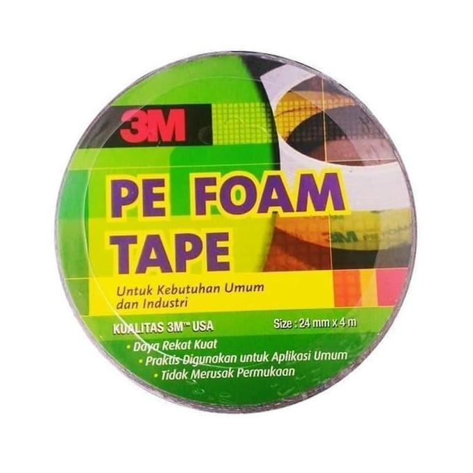 Double Tape 3M 1600 T Pe Foam Tebal 1.0 Mm Size 24 Mm X 4 Meter