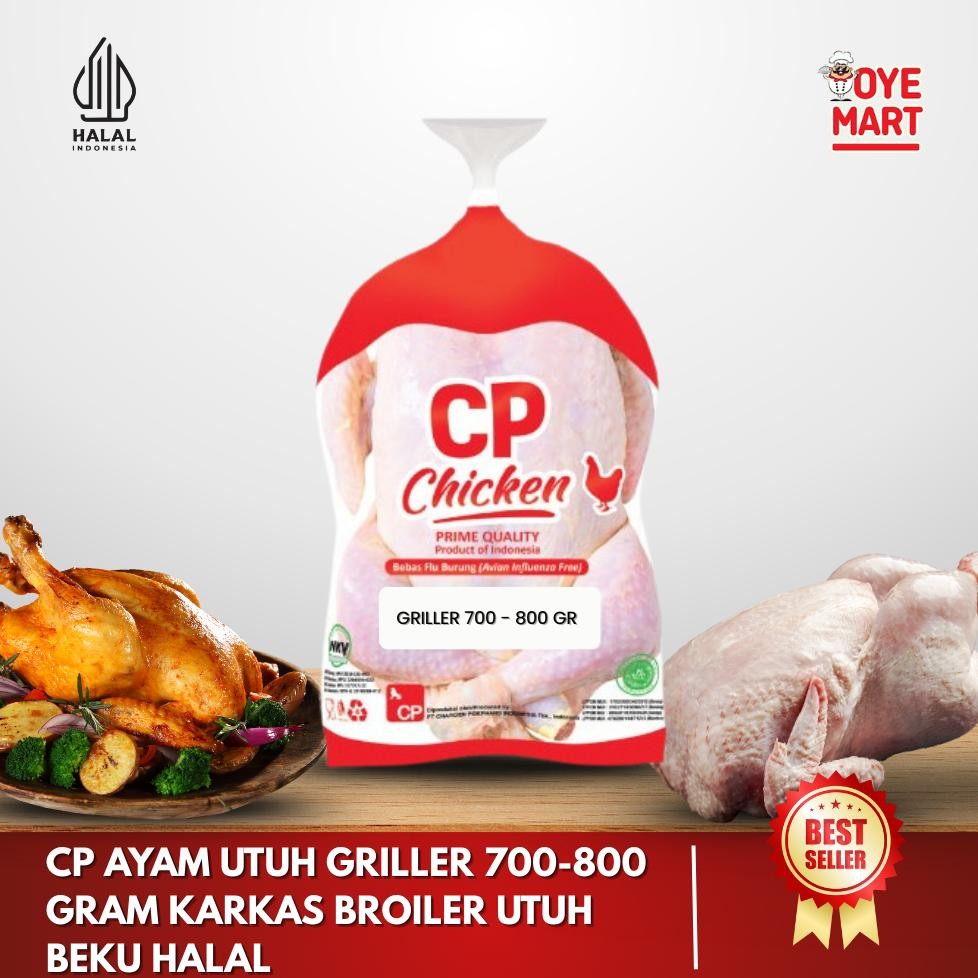

CP Ayam Utuh Griller 07-08 700-800 Gram Broiler Karkas Beku Halal Nugi