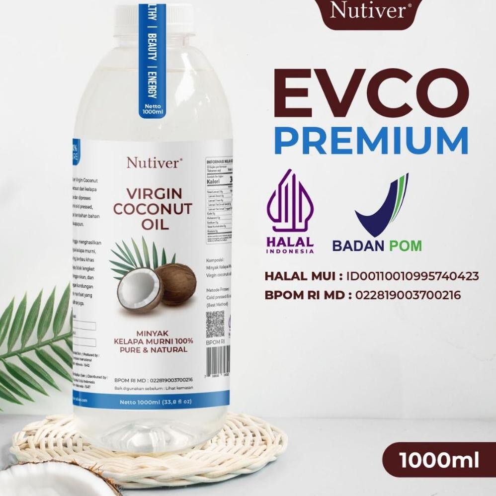 

NUTIVER PREMIUM VCO Virgin Coconut OIL 1 LITER - EVCO EXTRA VIRGIN COCONUT OIL MINYAK KELAPA MURNI ASLI ORIGINAL 1000ml Nugi