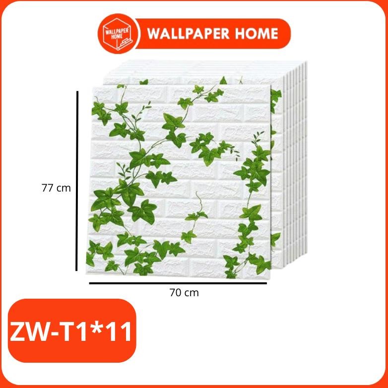 (Beli 10 Gratis 1) Wallpaper Dinding Foam 3D Motif Awan & Daun Rambat 70x77cm