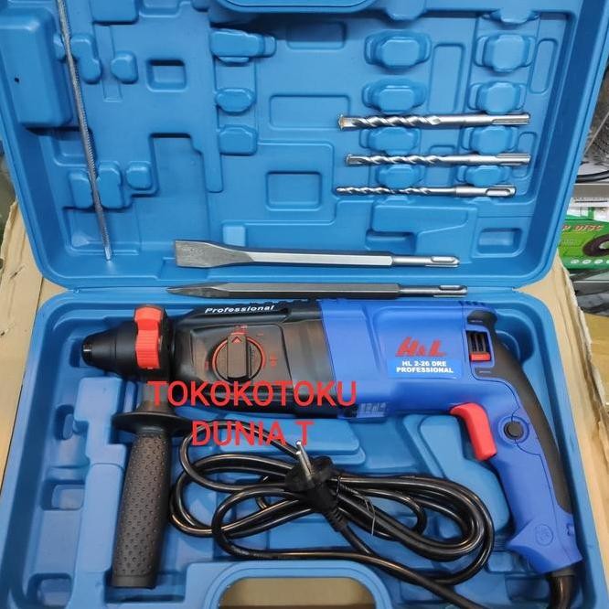 Mesin Bor Bobok Beton Rotary Hammer H&L Hl 2-26 Dre Set Mata Bobok