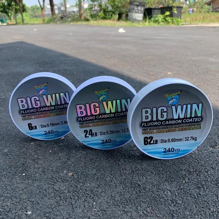 Senar Pancing Neptuna Big Win 240Yd Bahan Fluoro Carbon Coated Ikan Joran