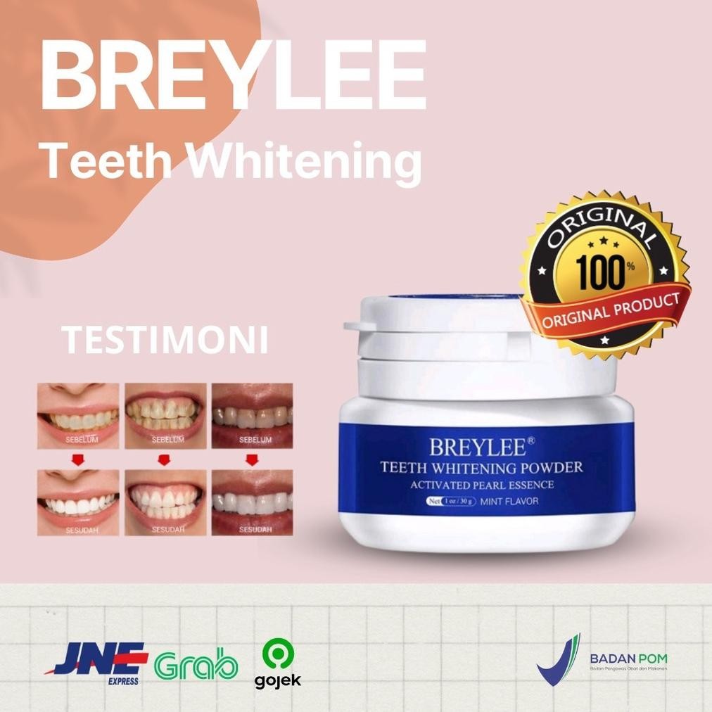 BPOM Pemutih Gigi Breylee Teeth Whitening Powder ORI - Solusi Memutihkan Gigi Alami / Membersihkan K