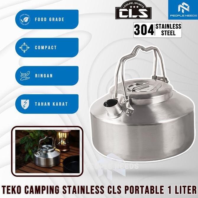 Terbaru Teko Camping 1 Liter Stainless Steel 304 Two Handle Cls Teko Camping