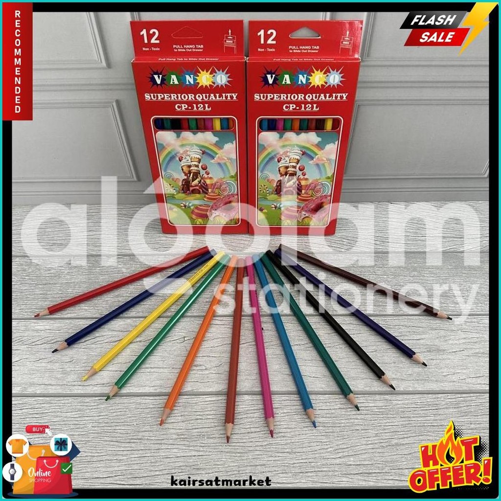 

Satu Set ( 12 Warna ) Colour Pencil Pensil Warna Vanco Cp - 399 12 Warna Panjang Diskon Setengah Harga