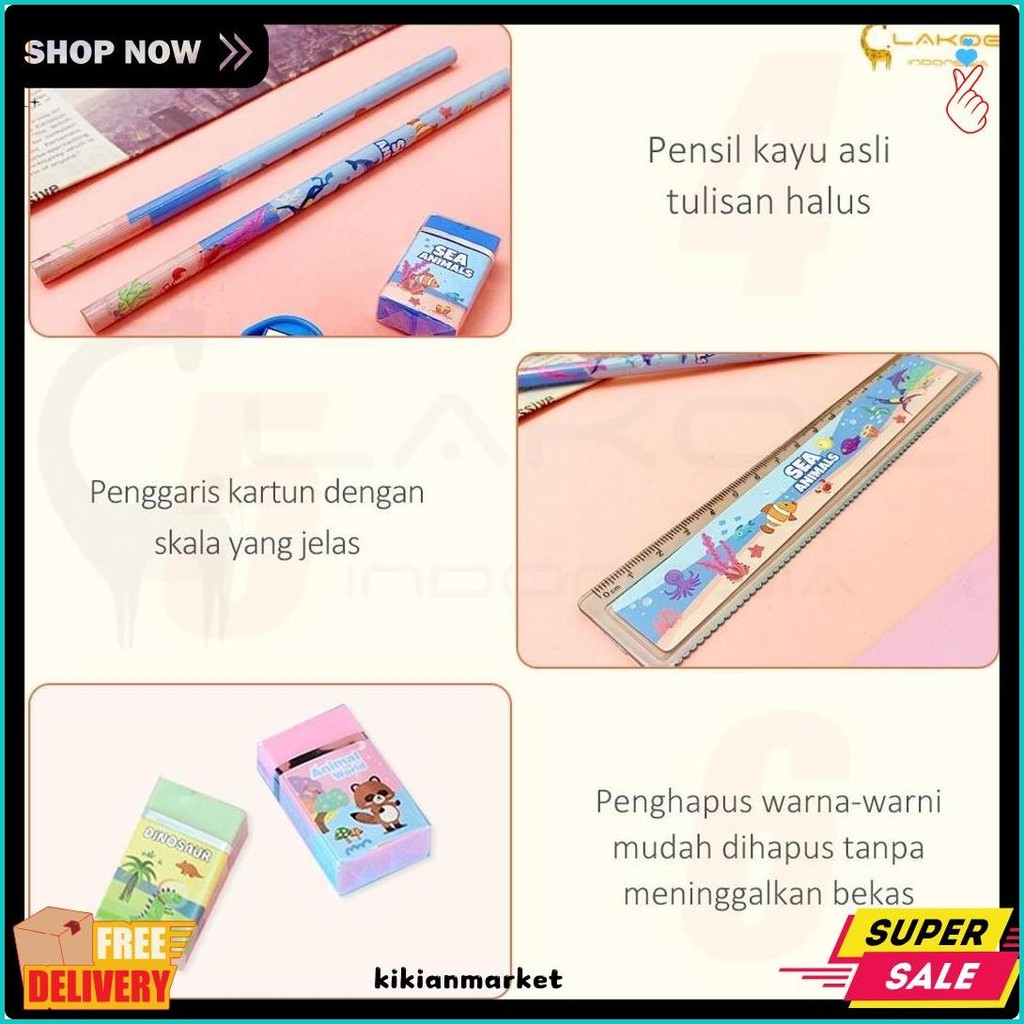 

Lakoe Kotak Pensil Anak Set Stationery/Alat Tulis Kotak Pensil Karakter/Alat Tulis Set Lengkap Diskon