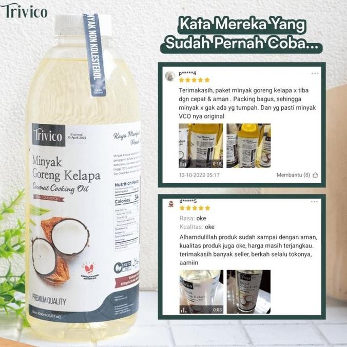 

Trivico Paket 3 Pcs Minyak Goreng Kelapa Murni Cooking Oil Organik Diskon!