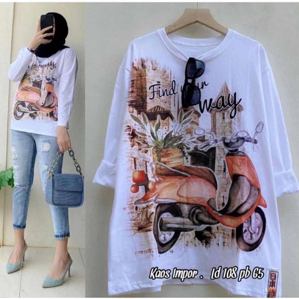Hot Sale - Baju Sweater Oversize Vespa Blouse Top Lengan Panjang | Vespa Way 