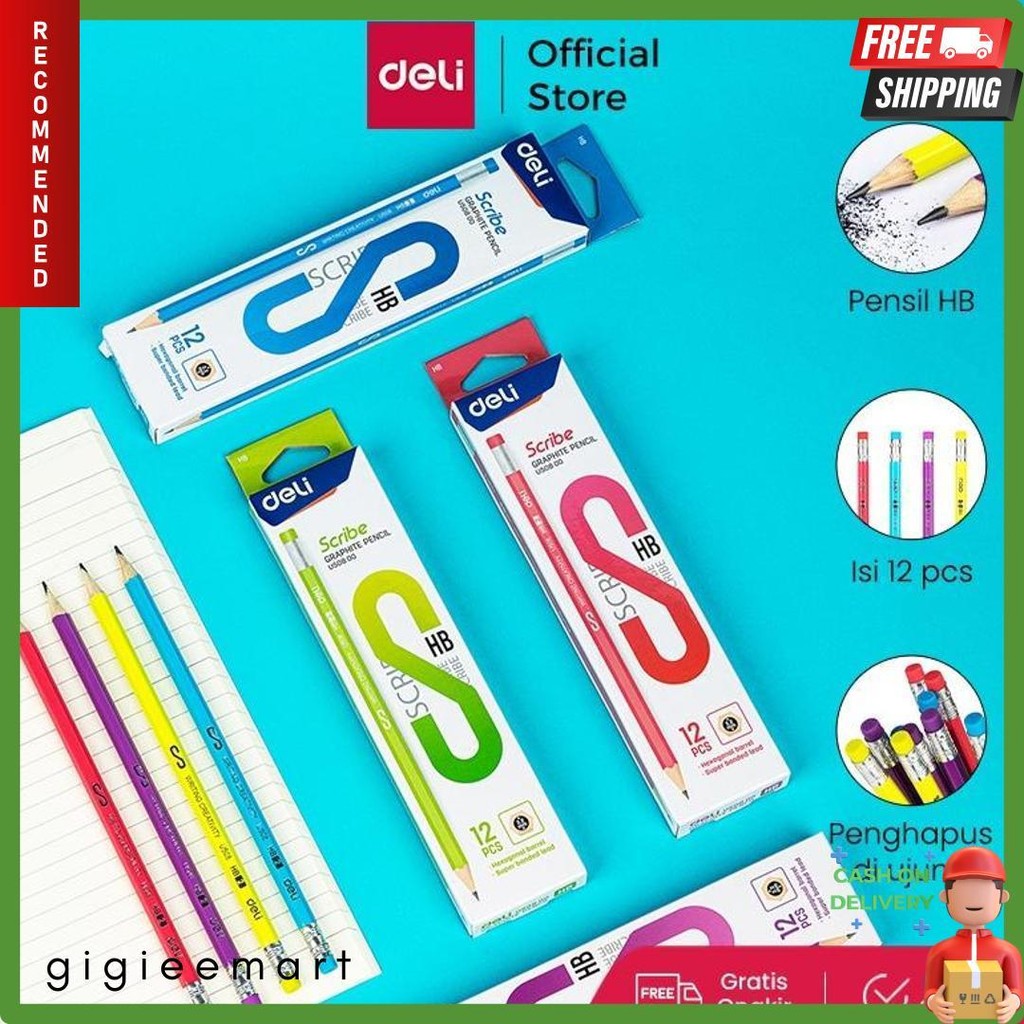

Deli Pensil Hb / Graphite Pencil Isi 12 Dengan Penghapus Eu50800 Diskon