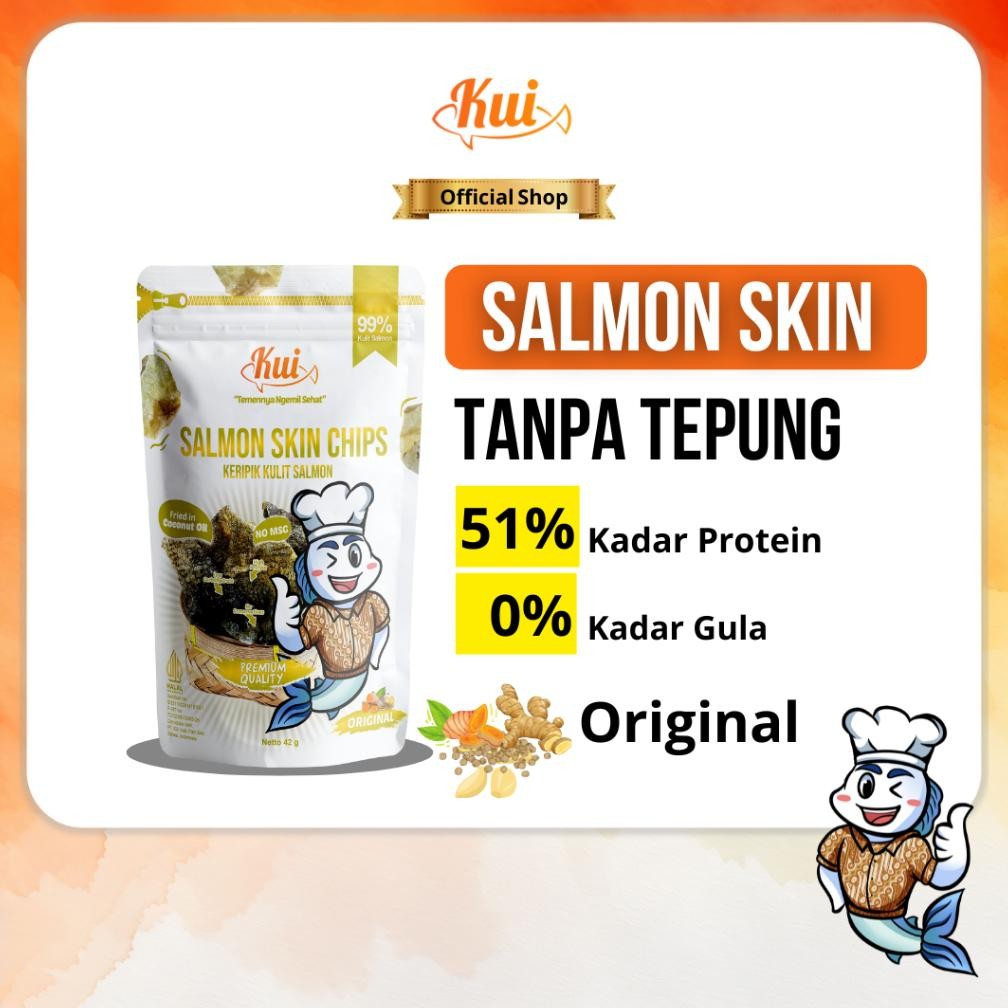 

KUI Salmon Skin No Msg MPASI Keripik Kulit Ikan Salmon Premium Tanpa Tepung Original