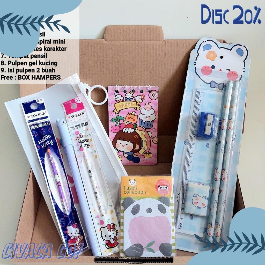 

Set Alat Tulis 11In1 Lengkap / Hadiah Hampers Kado Gift Sekolah / Gift Box Cute Ulang Tahun Diskon Setengah Harga