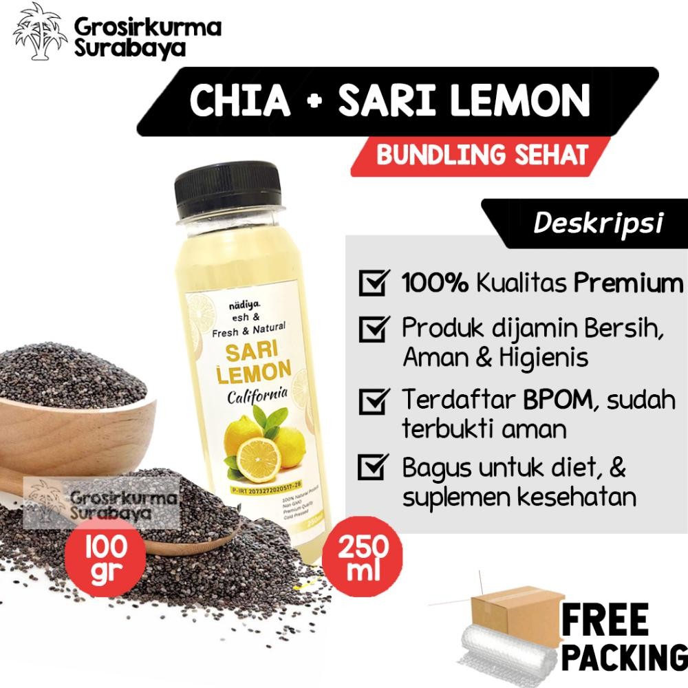 

Kekinian BUNDLING PAKET DIET Sari Lemon 250ml + Chia Seed 100gr Kualitas Premium Diet Keto ~