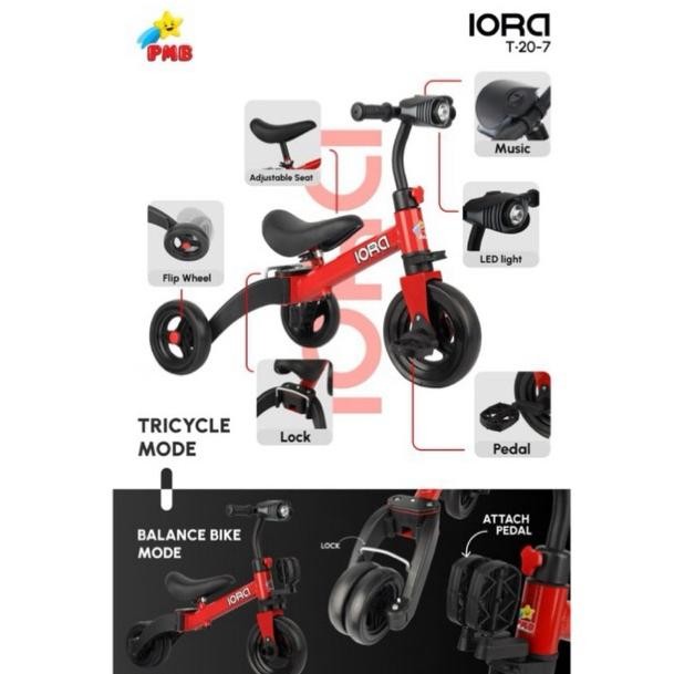 Terlaris Sepeda Roda Tiga Iora Tricycle T20-7 / Sepeda 2In1 Roda Tiga Roda Dua Balance Bike