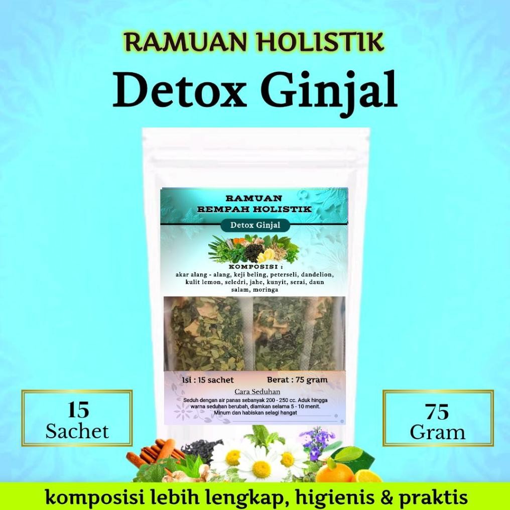 

DETOX GINJAL | Ramuan Holistik : Akar Alang Alang, Daun Kumis Kucing, Daun Keji Beling, Dandelion, Meniran, Jahe, Kunyit, Serai, Jintan Hitam, Daun Sukun, Lada Hitam dll | 15 tea bag | obat herbal ginjal kencing berbusa isk Nugi