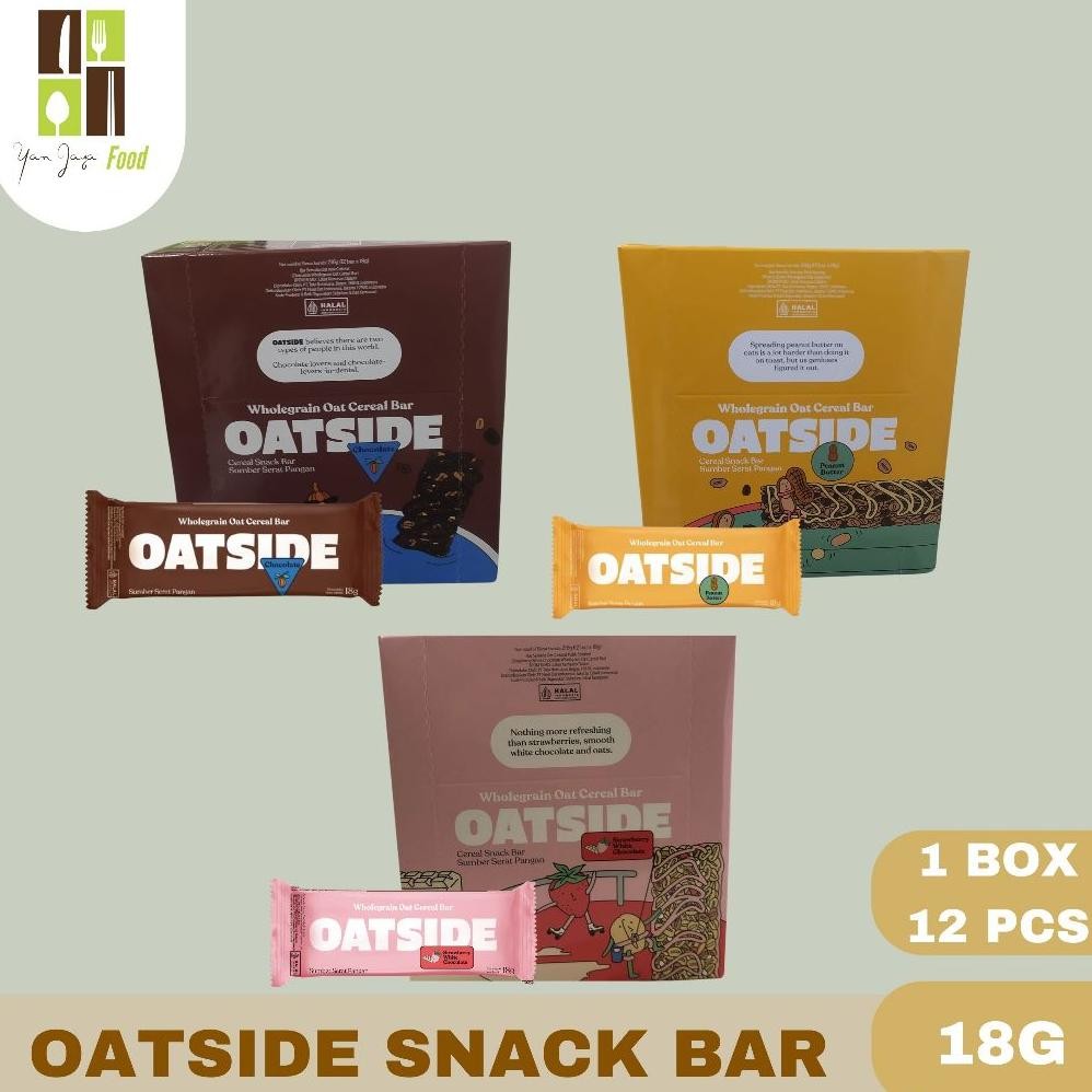 

Oatside Snack Bars / Cereal Snack Bar Rasa Peanut Butter / Chocolate / Stroberi 18G 1 BOX / 12 PCS Nugi