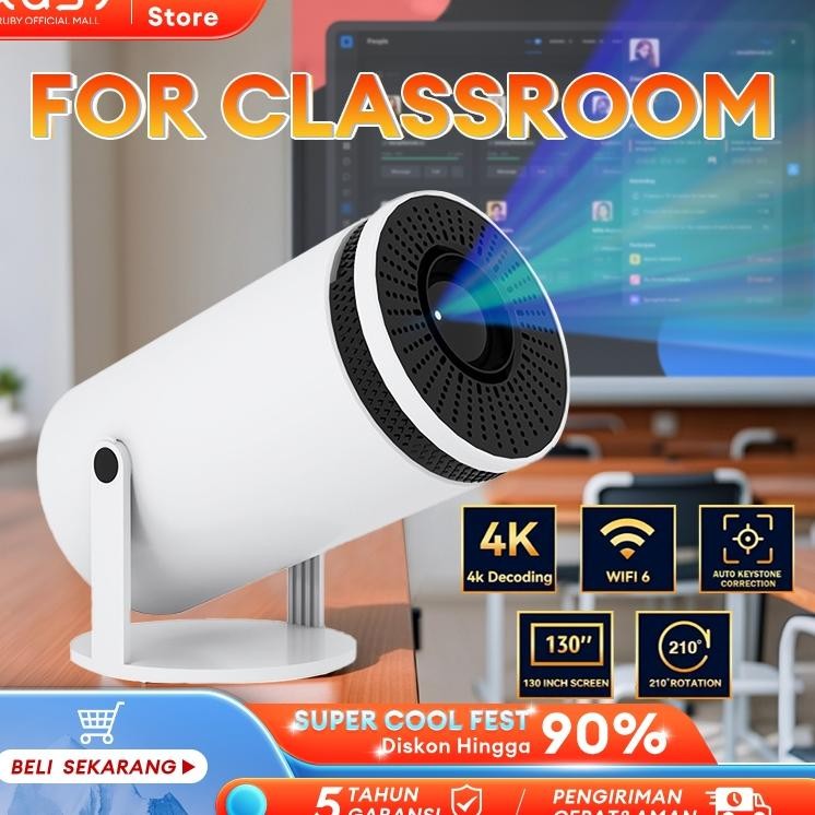 Android Projector Mini Portable Projector 4K Hdmiusb Wifibluetooth Netflix For Classroom