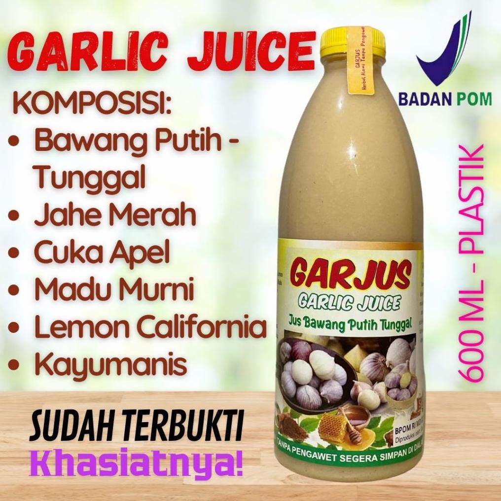

JUS BAWANG PUTIH TUNGGAL, JAHE MERAH, LEMON, MADU, CUKA APEL DAN KAYU MANIS - Diet, Detox, Hipertensi, Asam Urat, Kolesterol, Maag, Asam Lambung, Jantung Koroner, Vertigo, Garjus, Garlic Juice 600ml Nugi