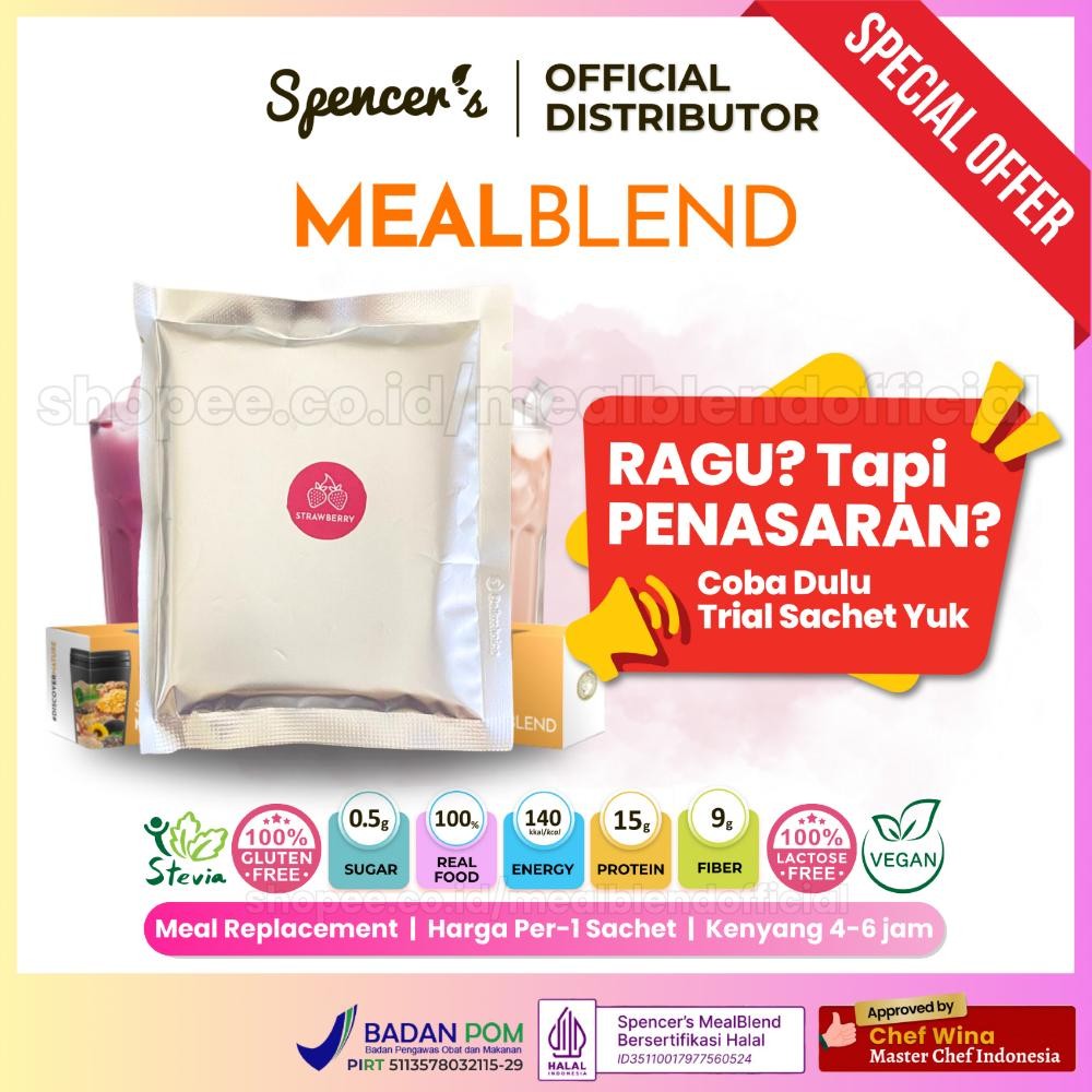 

[TRIAL SACHET] Spencer Meal Blend Sachet - Meal Replacement Bernutrisi dengan Pemanis Alami Stevia Nugi