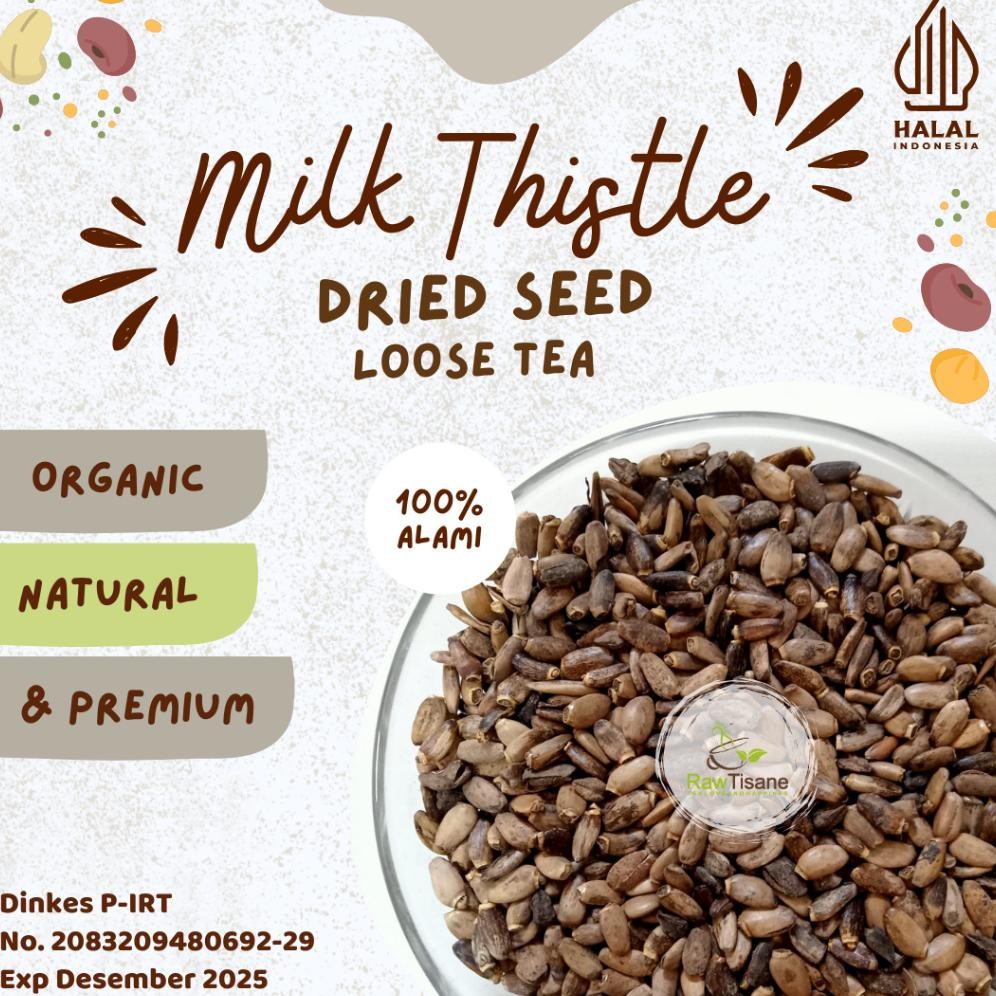 

RAW TISANE Whole Milk Thistle Seed / Silybum Marianum / Teh Biji Milk Thistle Isi 100 Gram Nugi