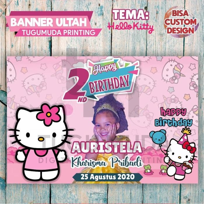 Cetak BannerSpandukBackdrop Ulang Tahun/Ultah Anak - HELLO KITTY