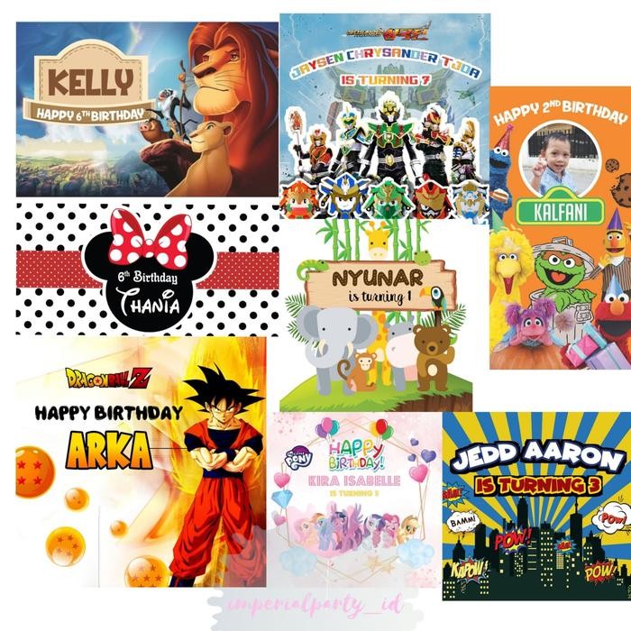 Custom Birthday Backdrop Banner Spanduk Ultah 2x1 M