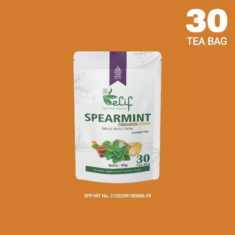 

ELIF TEA AND TISANE Spearmint Cinnamon Ginger Tea | Teh Spearmint Jahe Kayu Manis | 30 Tea Bag Nugi