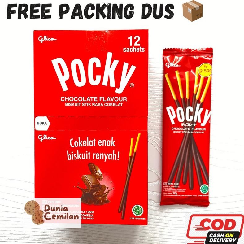 

[TERMURAH!!] Glico Pocky Sachet Single 1PAK (12x12gram) - Biskuit Stik Coklat/Strawberry Sachet Nugi