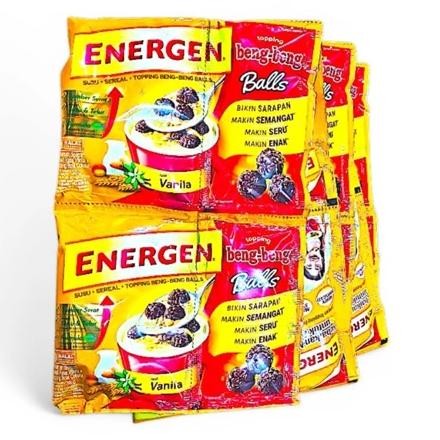 

BEST SELLLER ENERGEN VANILA COKLAT JAGUNG JAHE KACANG IJO KURMA CHAMPION Nugi