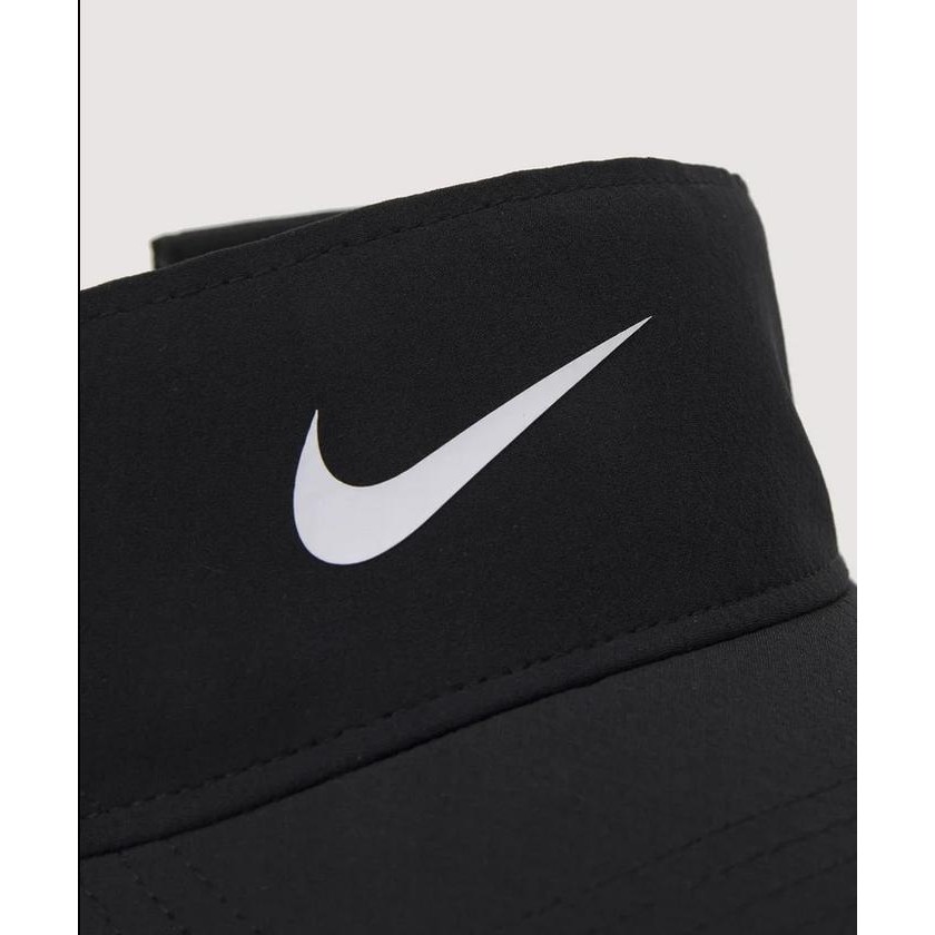 Nike Dri-Fit Ace Swoosh Visor Black Hitam Fb5630-010 Topi Original Original Dan Terpercaya