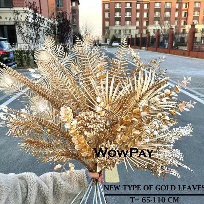 Tersedia Daun Monstera Emas Artificial - Dekorasi Aesthetic Tanaman Palsu