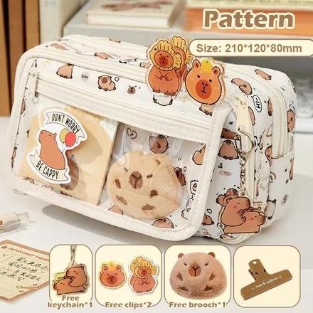 

Tempat alat tulis kotak pensil aesthetic Coffe Freebies set Tas PenaTempat Pencil Tas Pensil kapasitas besar TRM