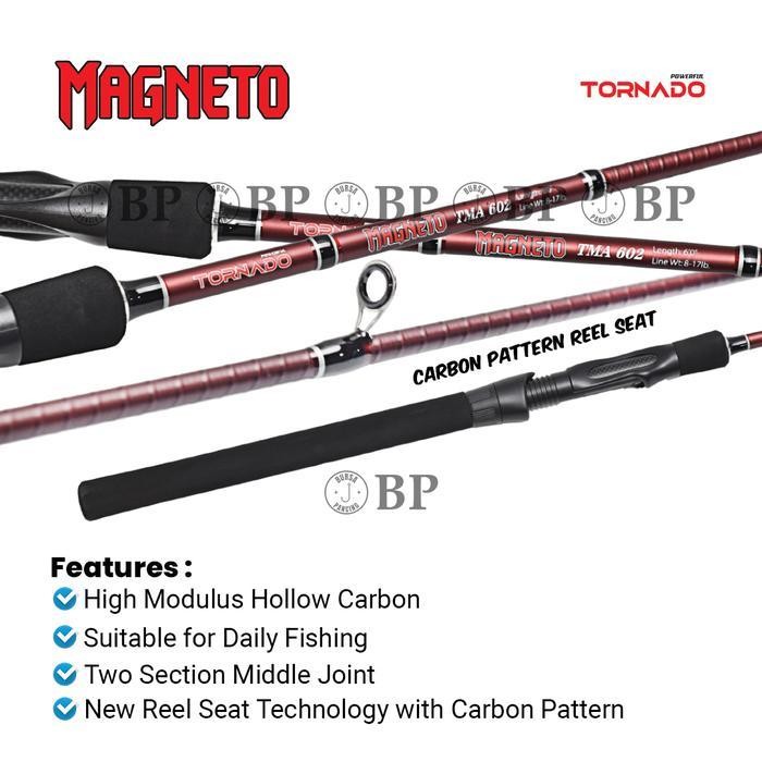 Tornado Joran Pancing Magneto Spinning 150Cm - 180Cm Carbon Hollow Ulir Joran Pancing Kolam Galapung