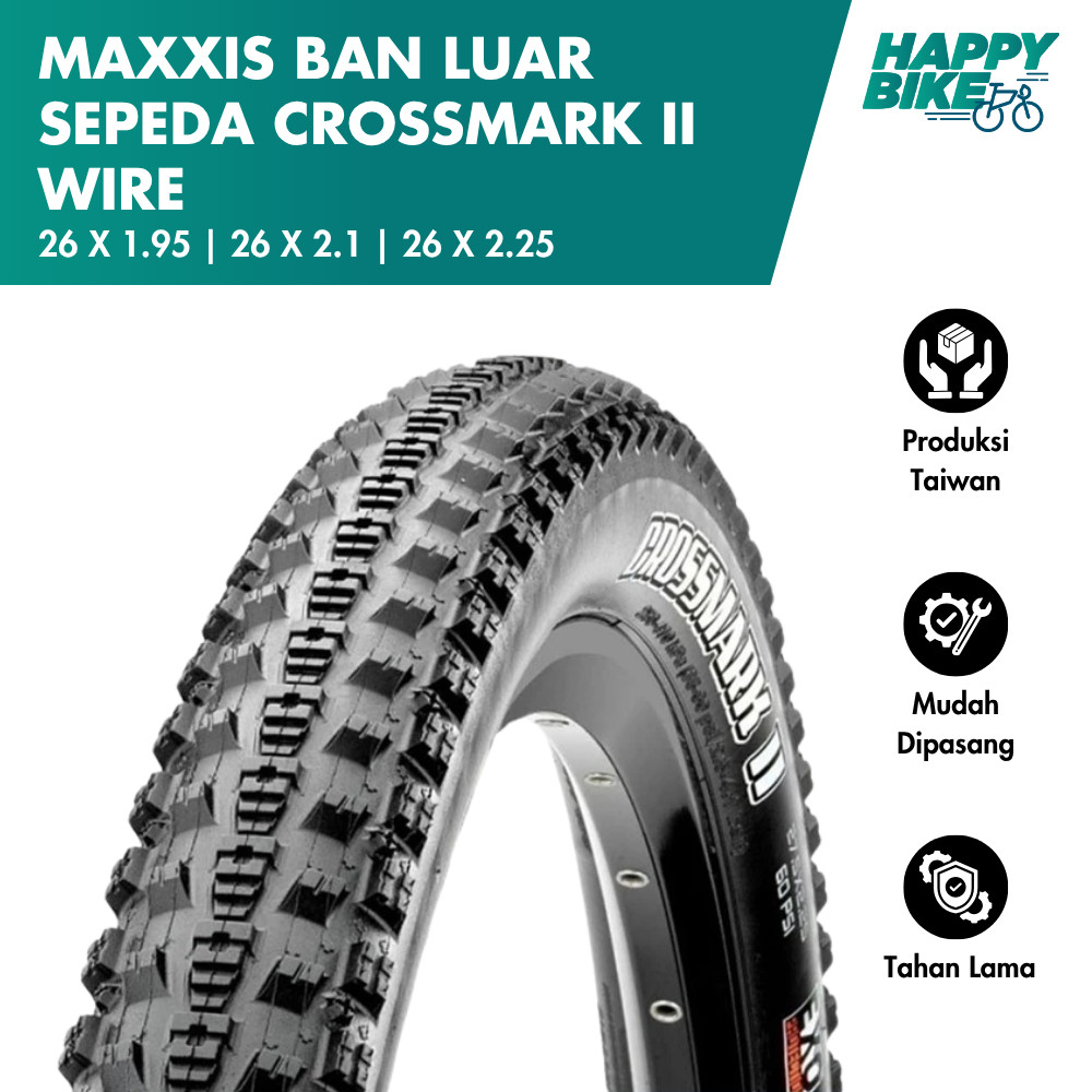 Maxxis Ban Luar Sepeda Crossmark II 26 x 1.95 Nylon Bicycle Outer Tires Sepeda MTB, City Bike, downh