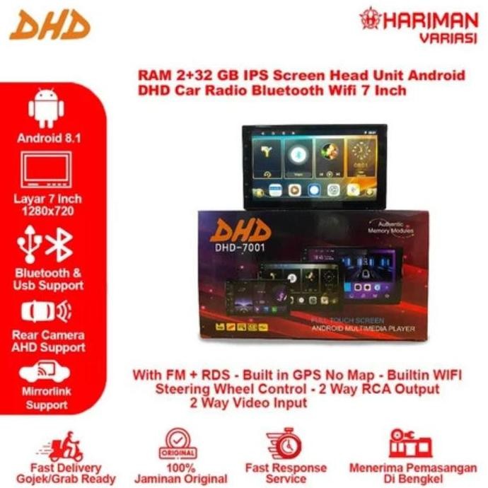 Head Unit Double Din Android Dhd-7001 7 Inch Ram 2+32GB Universal