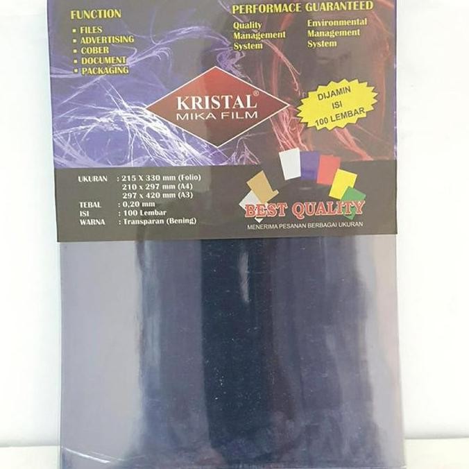 

TERMURAH - Mika Jilid Film KRISTAL A4 bening tebal 0.20 mm isi 100 lembar