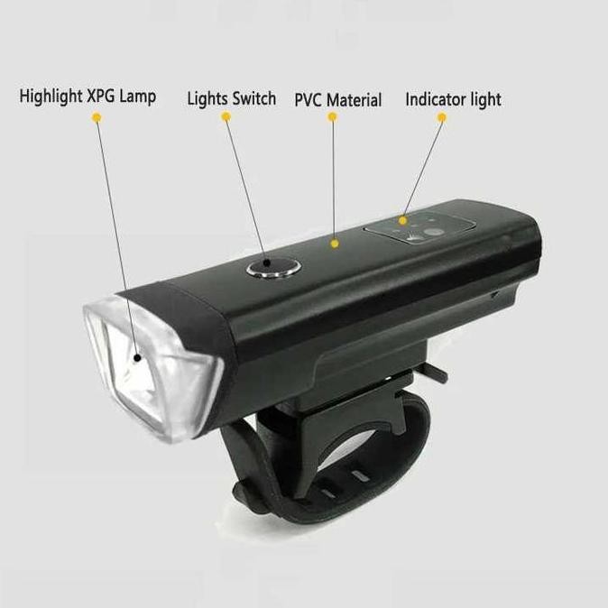 Stk Lampu Depan Sepeda Taffled Hj-047 Waterproof Rechargeable 350 Lumens