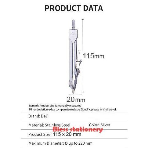 

Deli Jangka Besi 220Mm Jangka Matematika Metal Compass With Pencil Leads Drawing Compass