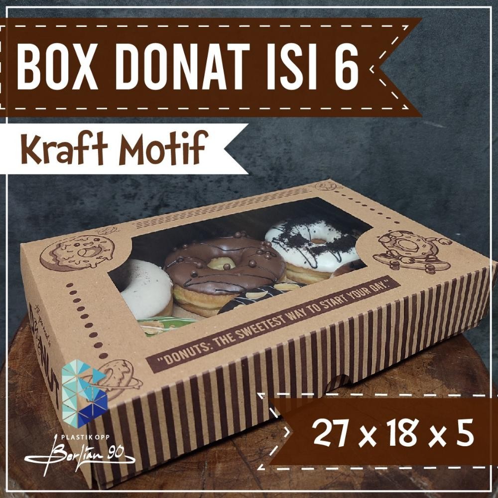 

Box Donat Isi 6 Motif Jendela uk 27x18x5 CM Jendela ISI 50 PCS Box Donat Nugi
