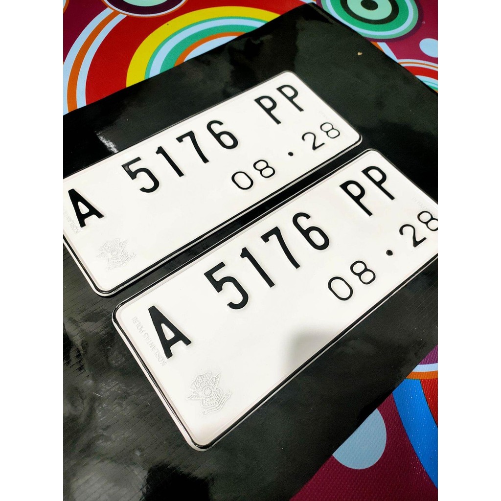 plat motor font lama putih asli Samsat 2pcs