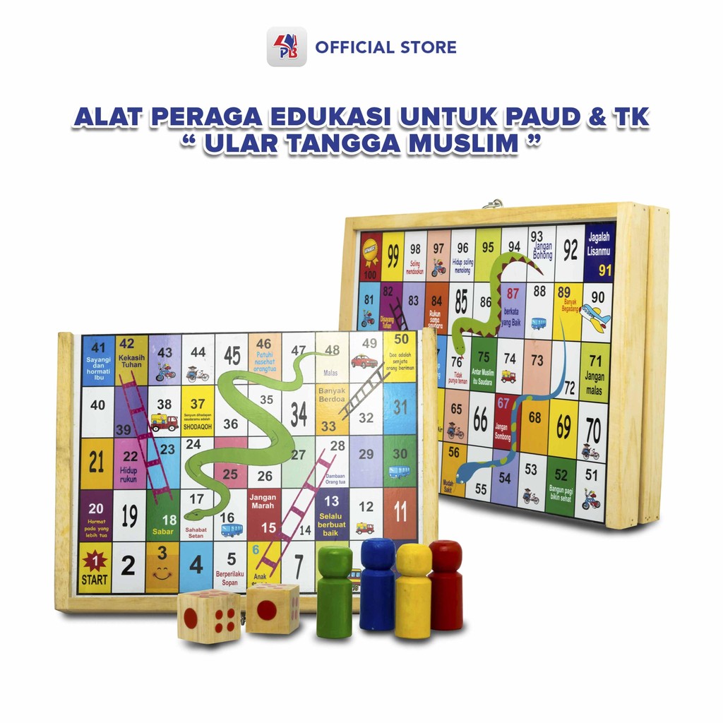 Mainan Edukasi Balok Kayu Ular Tangga muslim / Puzzle Untuk Anak