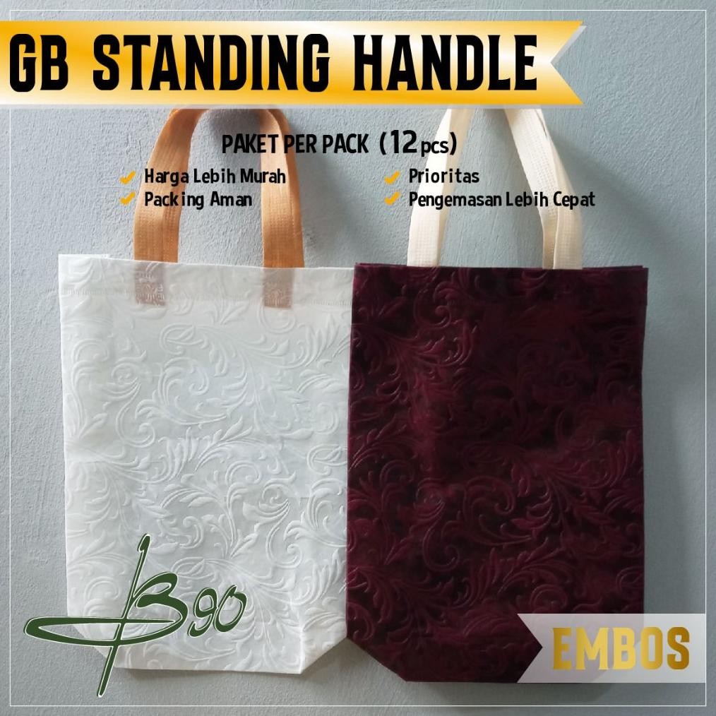 

Goodie Bag Emboss ISI 12 Tas Spunbond Goodie Bag 25x35 cm / Tas Souvenir / Tas Belanja / Tebal Premium Murah Nugi