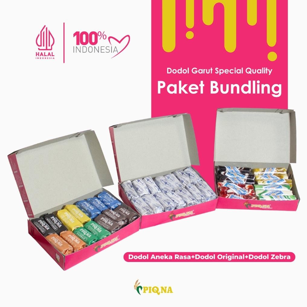 

PIQNA Paket Bundling 3 Dodol Garut Original + Dodol Zebra + Dodol Garut Anekarasa Special Quality Nugi