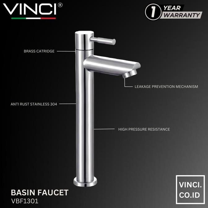 VINCI Keran Air Wastafel Meja Kran Cuci Tangan Basin Bambu SUS Tinggi