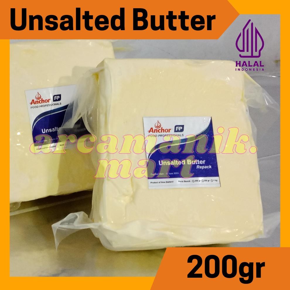 

Anchor Unsalted Butter 200gr Pure New Zealeand Murni Butter Import Halal Nugi